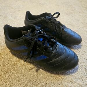 Adidas Kids Black and Blue Soccer Shoes